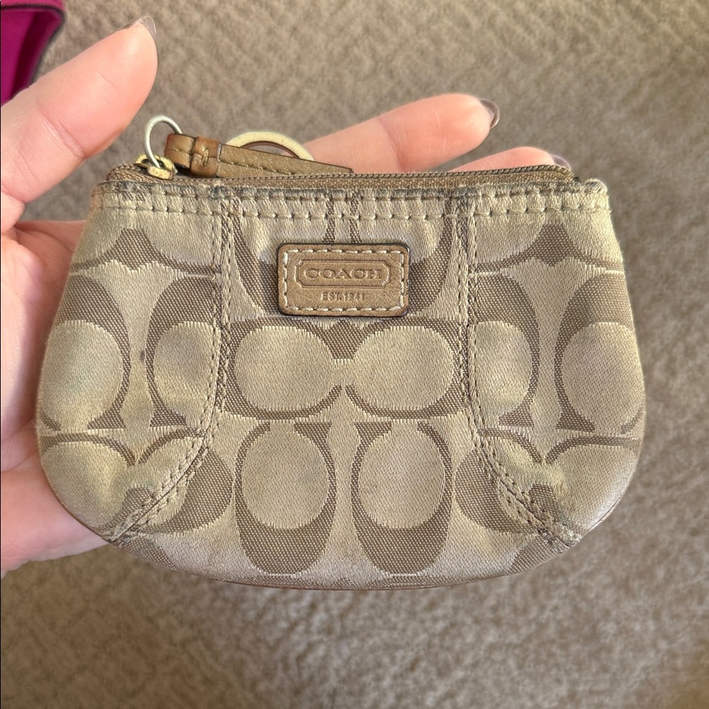 Coach Beige Signature Coin Pouch